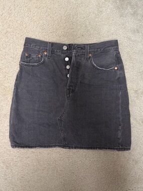 Levi's Washed Black Button-Fly Denim Mini Skirt